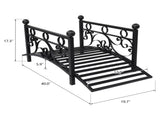 102*51*43cm Garden With Round Iron Ball Flat Top Handrail Garden Iron Bridge Black 61669682