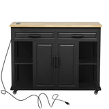 K&K 47 inch Kitchen Island with Extendable Dining Table, Rubber Wood Veneer Kitchen Table with N707P215327B