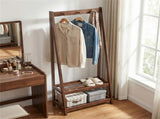 100% Solid Rubber Wood Freestanding Coat Rack, A-Frame Stable Garment Hanger with 3 Hooks & 2 56123368
