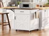 39.3" Farmhouse Kitchen Island with Drop Leaf, Kitchen Storage Island with Open Side Rack, One 44318455