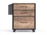 Wood Filing Cabinet with Casters, Washed Grey Fluted, Iron Clad Wood, Melamine Faced, 3 Small 16087281