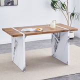 Natural Wood Grain MDF Dining Table - 55"x31.5" Stable Design.Suitable For Various Modern Home Decor W2920P232766