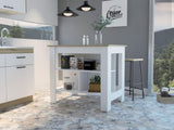 Cala Kitchen Island Antibacterial, Three Shelves, Four Legs -Light Oak / White B20092014