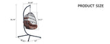 Indoor Outdoor Egg Swing Chair with Stand, Patio Grey Wicker Rattan Hanging Chair with Rope Back, W2920P281902