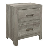 Transitional Aesthetic Bedroom Nightstand Faux Wood Veneer Weathered Gray Finish Nickel Hardware Bed B01146212