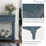 ZNTS Series Console Table Traditional Design with Two Drawers and Bottom Shelf 25384136