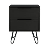 Augusta 2 Nightstand , End Table, Side Table Four Legs, Two Drawers -Black B07092070