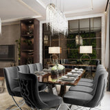 PrimeNest Noblesse Collection Upholstered Silver Legged Dining Chair, Set of 2, Grey B030P286149