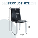Four Black PU dining chairs,Silver Metal Legs.Simple and versatile, comfortable and accompanied. W1151P269018
