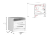 Eter Nightstand , End Table, Side Table Superior Top, Two Drawers -White B07091864
