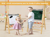 Kids Art Easel - Whiteboard/BlackboardPaper Roll, 5-Gear Height , NatureGrey 60264452