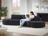 106.3-inch V-shaped modular sofa set in chenille fabric, featuring three throw pillows and W3505P383965