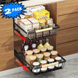 ZNTS 2 Pack Pull Out Cabinet Organizer, Metal Slide Out Drawers for Cabinets, Sliding Drawers Adhesive 55839658