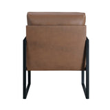 Modern Accent Chair Cushioned Seat Brown Faux Leather Upholstery Black Metal Frame 1pc Style Comfort B011P255743