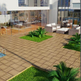 Patio Floor Tiles Pack of 11 WPC Wood-Plastic Composite Patio Deck Tiles DIY Interlocking Decking W206P201283