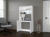 Motley Computer Hutch Desk, Lower Shelf, Four Shelves, White B097P474289