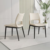 Modern minimalist white PU leather Dining Chairs Set of 2, comfortable backrest design, metal leg W1727P251121