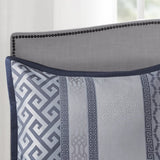 7 Piece Jacquard Comforter Set Navy Cal King B03597210