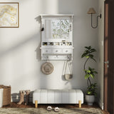 Floating Makeup Vanity with Big Mirror, Wall-Mounted Storage Vanity with Drawers, Pockets & Hooks, N844P292485A