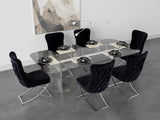 PrimeNest Noblesse Collection Upholstered Silver Legged Dining Chair, Set of 2, Black B030P286145