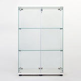 Two Door Glass Cabinet Glass Display Cabinet with 3 Shelves, White 81861862