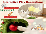 3-Tier Christmas Cat Tree Tower, Stable Pyramid Frame Cat Furniture with Dual Access Condo, Paper 27634730