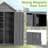 Outdoor Storage Cabinet, Garden Wood Tool Shed, Outside Wooden Shed Closet with Shelves and Latch W142291651