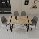 59" MDF light wood table and modern chair set of 4 pieces, medieval wooden kitchen 15243122