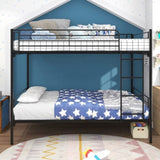 Twin over Twin Bunk Bed, Metal Frame with Ladder W84034154