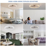 ZNTS Modern Acrylic Ceiling Fan Light with Remote Control, Dimmable LED Chandelier, 6-Speed Adjustable, W1340P200008