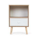 Mid-Century Wood Nightstand Set of 2, Bed Sofa Side Table with Drawer and Shelf, Modern End Table W2181P147509