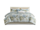 6 Piece Oversized Cotton Comforter Set with Throw Pillow Blue Full B035128765