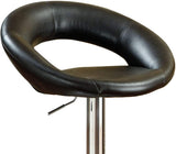 Black Faux Leather Stool Adjustable Height Chairs Set of 2 Chair Swivel Design Chrome Base PVC B01149814