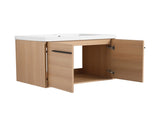 LEVISTAR oak 30 Inch Bathroom Vanity with resin Countertop Sink, 2 Doors Bathroom Cabinet Set W1972P165043