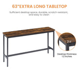 Long Bar Table Set with 3 PU Upholstered Bar Stools, Industrial Bar Table and Chairs for Kitchen W1668P147059