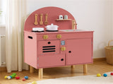 Pink Wooden Kids Play Kitchen with Interactive Stove & Sink, ASTM/CPSIA Compliant Pretend Cooking 21074540