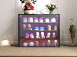 Shoe Box with RGB LED Light, Wooden Stackable Storage Box with Glass Door, Storage Bin W331P242617