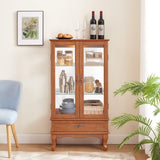 Lighted Glass Display Cabinet Glass Wine Cabinet Curio Display Cabinet with Adjustable Glass Shelves W1758P294632