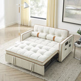 ZNTS Modern 55.5" Pull Out Sleep Sofa Bed 2 Seater Loveseats Sofa Couch with side pockets, Adjsutable W119368699