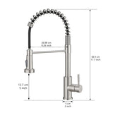 Kitchen Faucet with Pull Down Sprayer Brushed Nickel Stainless Steel Single Handle Pull Out Spring W1932P224854