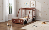 Fun Play Design Twin Size Car Bed, Kids Platform Bed in Car-Shaped for Kids Boys Girls Teens,White WF312561AAK