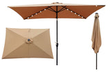 10 x 6.5t Rectangular Patio Solar LED Lighted Outdoor Market Umbrellas with Crank & Push Button Tilt W65627953