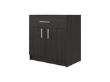 Barbados Pantry Cabinet 33" H with Top Drawer, Double Doors and Interior Shelves, Dark Walnut B097P474319