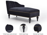 58''Velvet Chaise Lounge,Button Tufted Right Arm Facing Lounge Chair with Nailhead Trim WF297646AAB