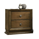 Walnut 1pc Nightstand Bedroom Rubberwood Bedside Table Bronze Metal Knob Furniture B011P326723