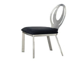 Set of 2 Microfiber and Metal Side Chairs in Silver and Black Finish B016P156808