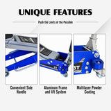 3T Aluminum Iron Horizontal Jack/Hydraulic Trolley Service/Floor Jack with Extra Saddle W1102P154126
