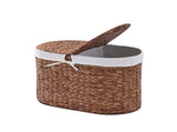 Oval Laundry Hamper with Lid, Woven Natural Water Hyacinth Laundry Hamper 03967085