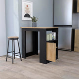 FM FURNITURE Arial Kitchen island in melamine with a door and open storage, black/natural oak B128P217896
