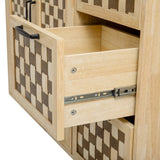 K&K 53.2"W 3D Woven Checkerboard Pattern Design Kitchen with Drop Leaf, Rolling Kitchen N707P215328Y